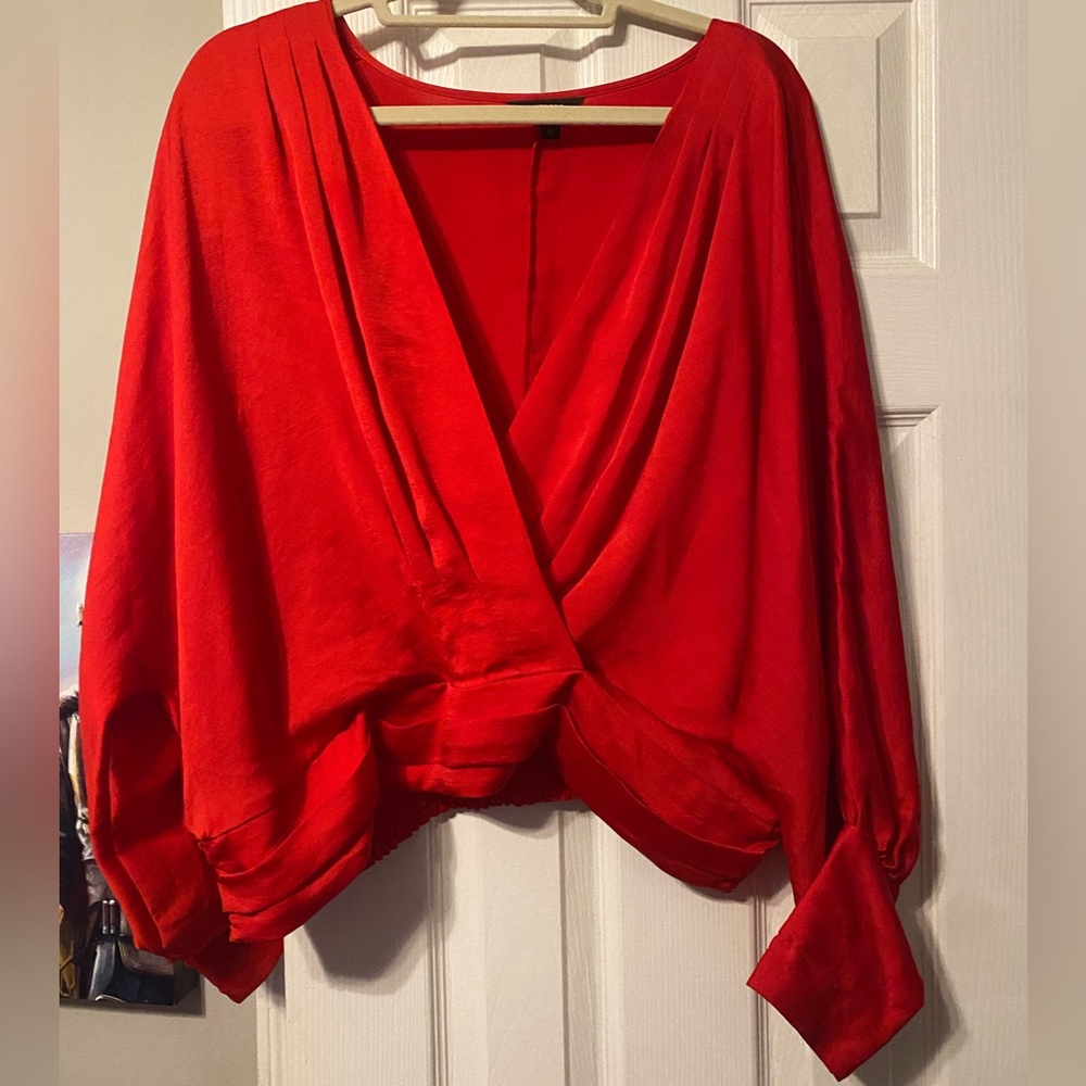 Red Long Sleeve Crop Top Size XL